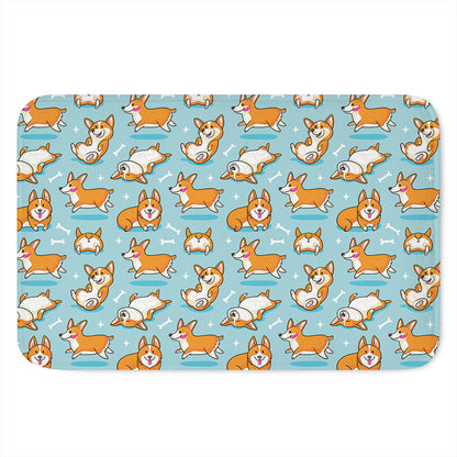 Happy Corgi Pattern Print Indoor Door Mat