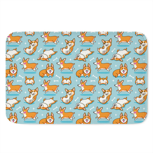Happy Corgi Pattern Print Indoor Door Mat