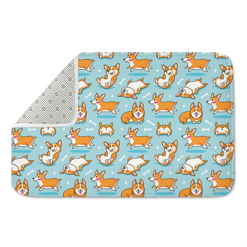 Happy Corgi Pattern Print Indoor Door Mat