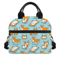 Happy Corgi Pattern Print Insulated Lunch Bag