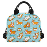 Happy Corgi Pattern Print Insulated Lunch Bag