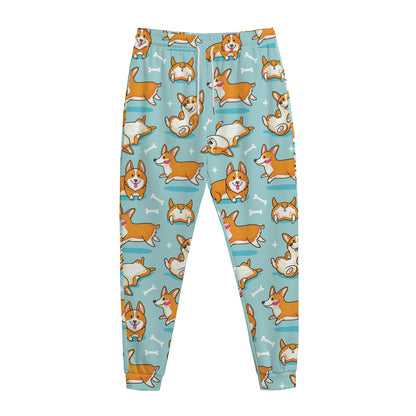 Happy Corgi Pattern Print Jogger Pants