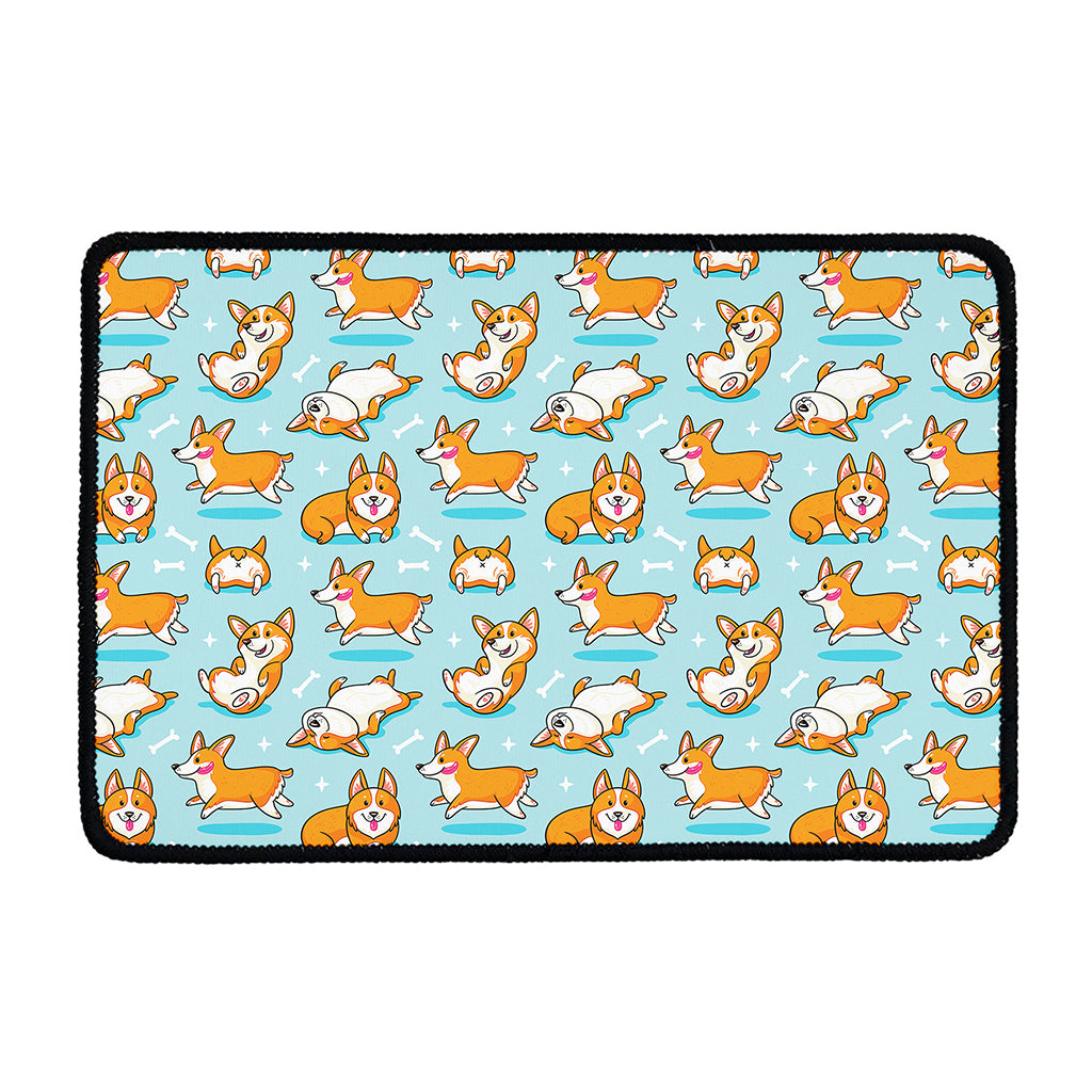 Happy Corgi Pattern Print Kitchen Mat