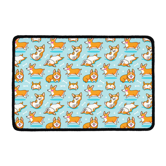 Happy Corgi Pattern Print Kitchen Mat