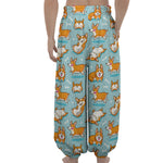 Happy Corgi Pattern Print Lantern Pants