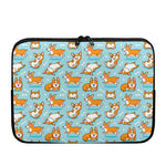 Happy Corgi Pattern Print Laptop Sleeve