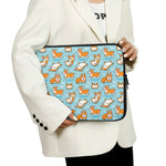 Happy Corgi Pattern Print Laptop Sleeve