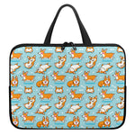Happy Corgi Pattern Print Laptop Sleeve With Handle