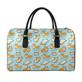 Happy Corgi Pattern Print Leather Duffel Bag