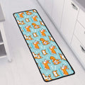 Happy Corgi Pattern Print Long Kitchen Mat