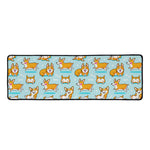 Happy Corgi Pattern Print Long Kitchen Mat