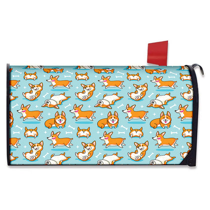 Happy Corgi Pattern Print Mailbox Cover