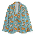 Happy Corgi Pattern Print Men's Blazer