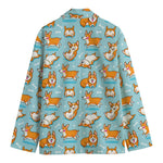 Happy Corgi Pattern Print Men's Blazer