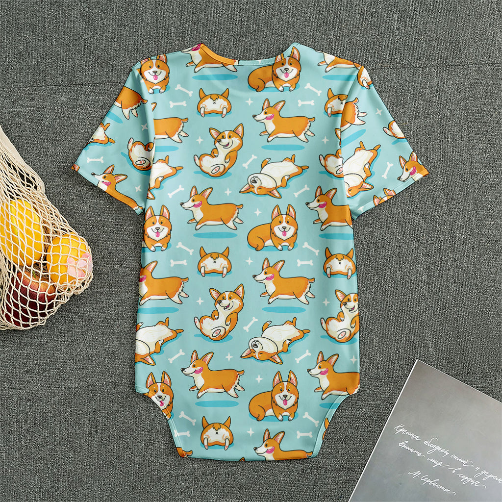 Happy Corgi Pattern Print Men's Bodysuit