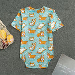 Happy Corgi Pattern Print Men's Bodysuit