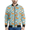 Happy Corgi Pattern Print Men's Bomber Jacket