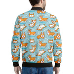 Happy Corgi Pattern Print Men's Bomber Jacket