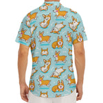 Happy Corgi Pattern Print Men's Deep V-Neck Shirt