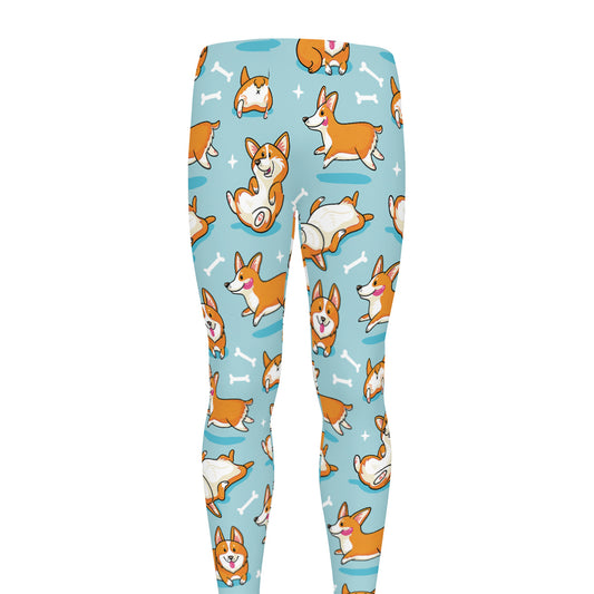 Happy Corgi Pattern Print Men's leggings