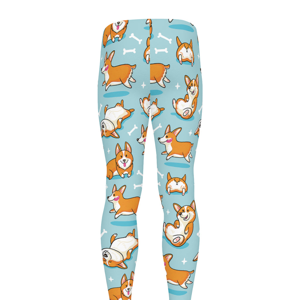 Happy Corgi Pattern Print Men's leggings
