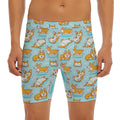 Happy Corgi Pattern Print Men's Long Boxer Briefs