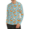 Happy Corgi Pattern Print Men's Long Sleeve Rash Guard