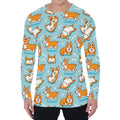 Happy Corgi Pattern Print Men's Long Sleeve T-Shirt