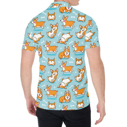 Happy Corgi Pattern Print Men's Shirt