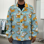 Happy Corgi Pattern Print Men's Shirt Jacket