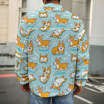 Happy Corgi Pattern Print Men's Shirt Jacket