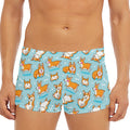 Happy Corgi Pattern Print Men's Short Boxer Briefs