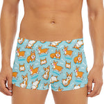 Happy Corgi Pattern Print Men's Short Boxer Briefs