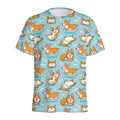 Happy Corgi Pattern Print Men's Athletic T-Shirt