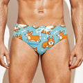 Happy Corgi Pattern Print Men's Swim Briefs