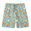 Happy Corgi Pattern Print Men's Swim Trunks