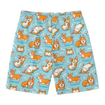 Happy Corgi Pattern Print Men's Swim Trunks