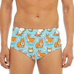Happy Corgi Pattern Print Men's Triangle Swim Briefs