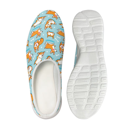 Happy Corgi Pattern Print Mesh Casual Shoes