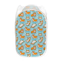 Happy Corgi Pattern Print Mesh Laundry Hamper