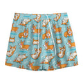 Happy Corgi Pattern Print Mesh Shorts