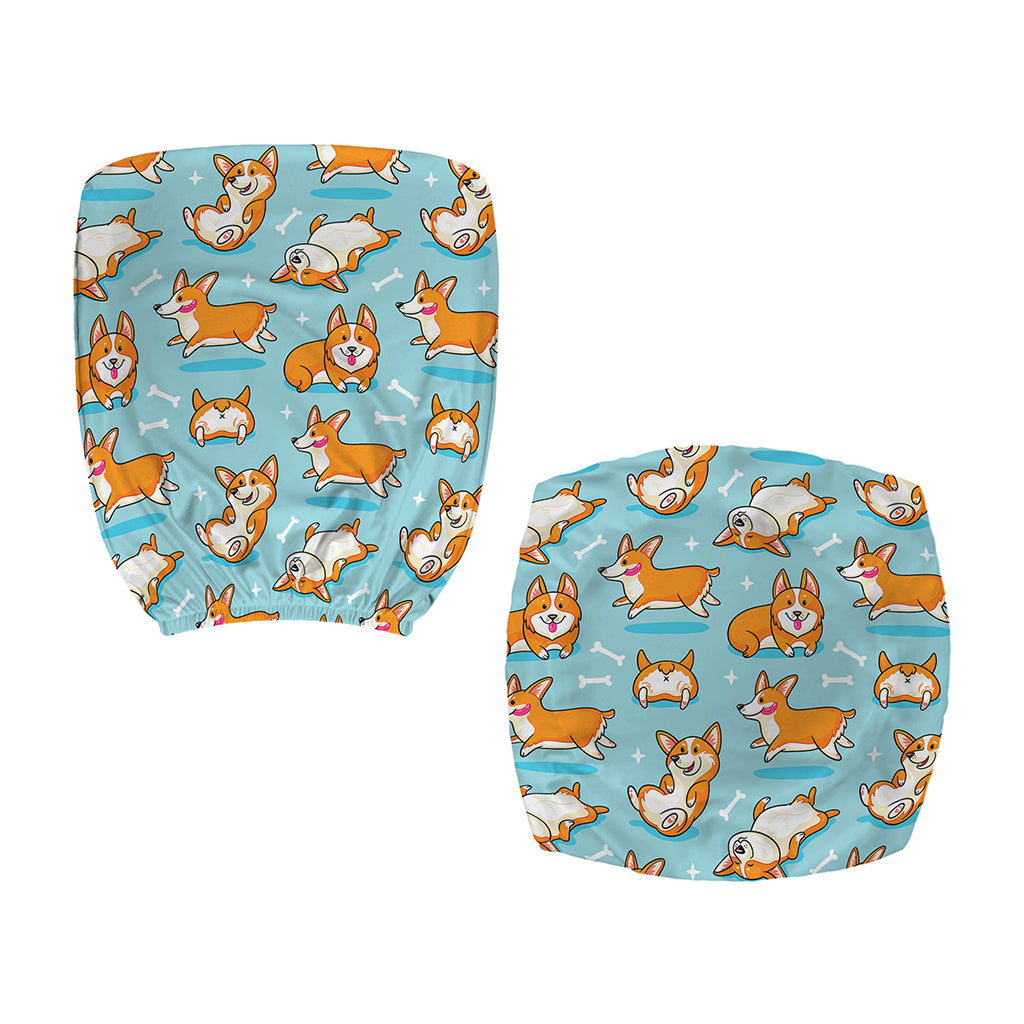 Happy Corgi Pattern Print Office Chair Cover