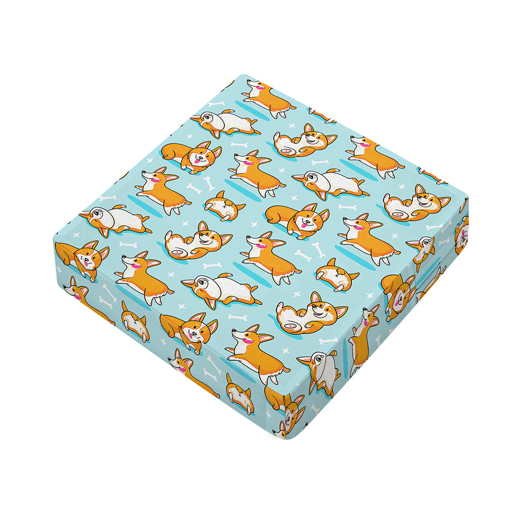 Happy Corgi Pattern Print Outdoor Seat Cushion Cover