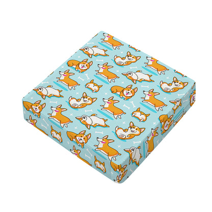 Happy Corgi Pattern Print Outdoor Seat Cushion Cover