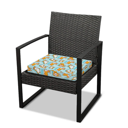 Happy Corgi Pattern Print Outdoor Seat Cushion Cover