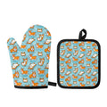 Happy Corgi Pattern Print Oven Mitt And Pot Holder Set
