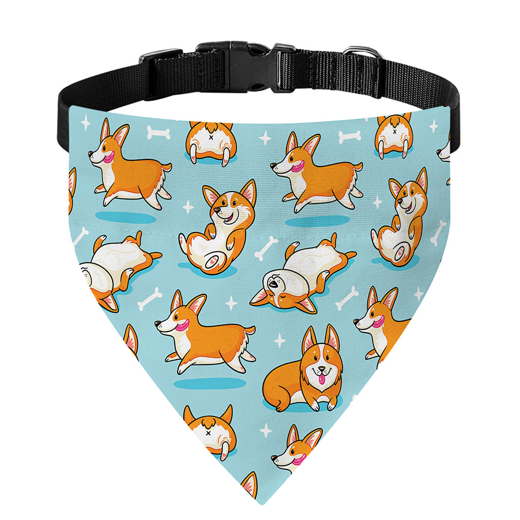 Happy Corgi Pattern Print Over The Collar Dog Bandana
