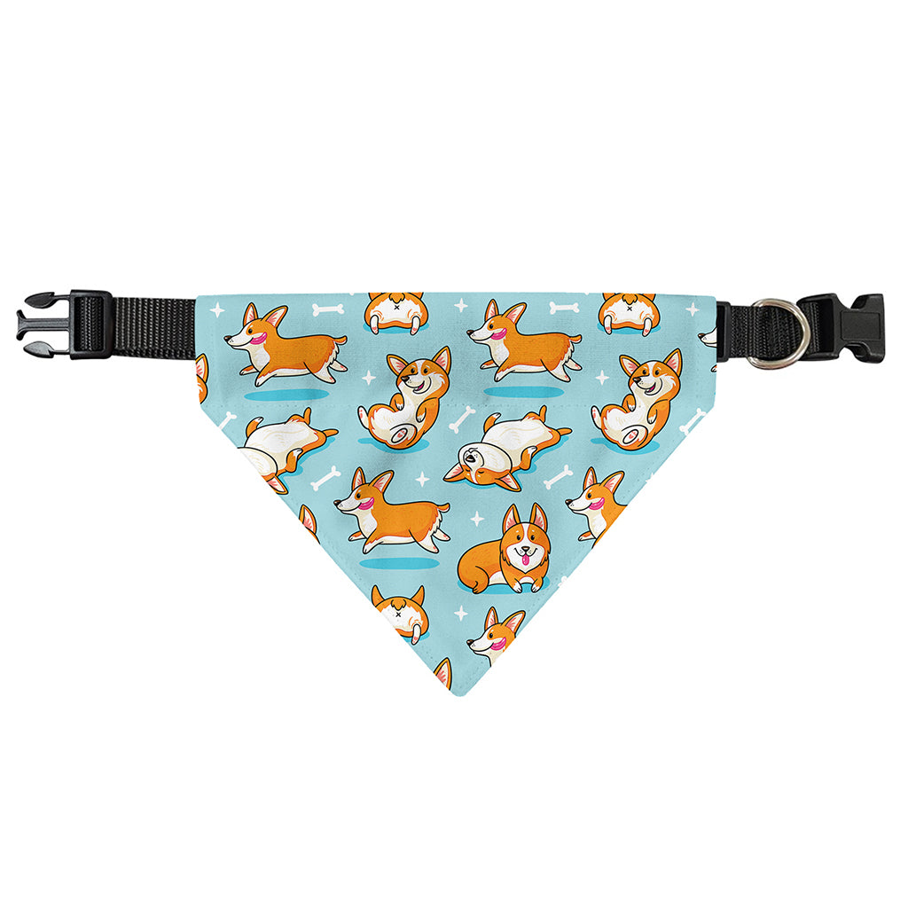 Happy Corgi Pattern Print Over The Collar Dog Bandana