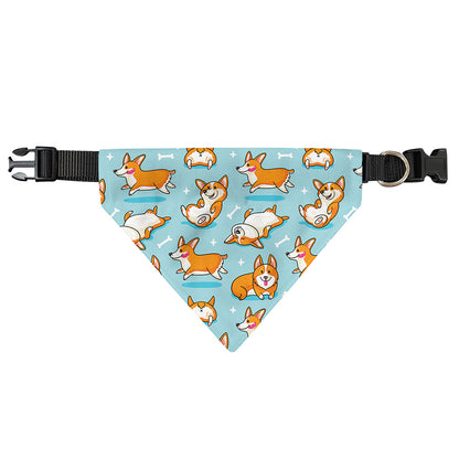 Happy Corgi Pattern Print Over The Collar Dog Bandana
