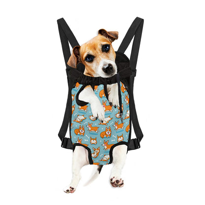 Happy Corgi Pattern Print Pet Carrier Backpack